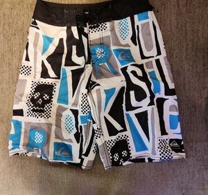 Quiksilver Boys Blue and Black Patterned Shorts